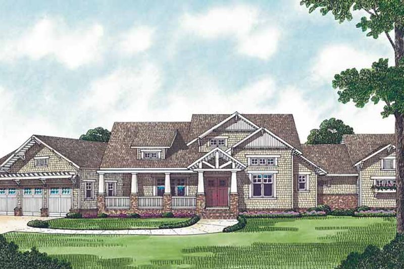 Architectural House Design - Craftsman Exterior - Front Elevation Plan #453-458