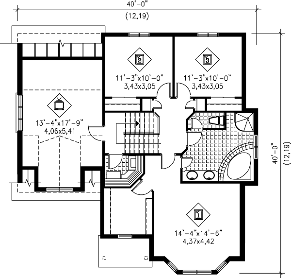 European Floor Plan - Upper Floor Plan #25-287
