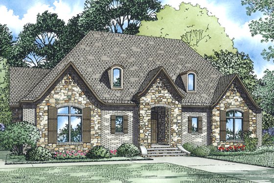 Exterior - Front Elevation 3 for European House Plan #17-3388 - 3 bed, 3 bath