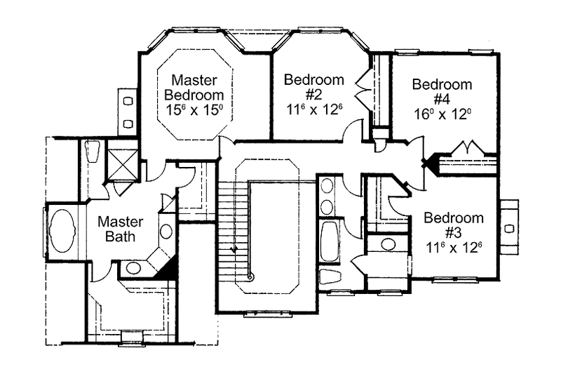 Home Plan - Floor Plan - Upper Floor for Colonial House Plan #429-277 - 4 bed, 2.5 bath