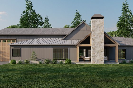 Exterior - Rear Elevation for Barndominium House Plan #923-315 - 4 bed, 2.5 bath