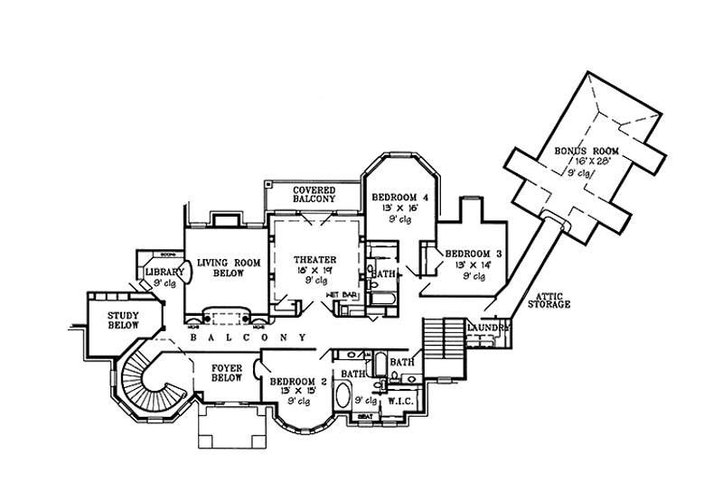 Home Plan - Floor Plan - Upper Floor for European House Plan #968-43 - 4 bed, 5.5 bath