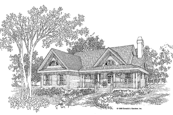 Exterior - Front Elevation 3 for Country House Plan #929-398 - 3 bed, 2 bath