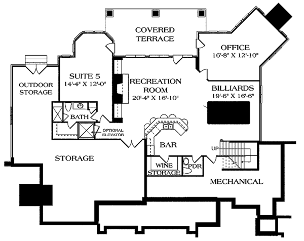Architectural House Design - Craftsman Floor Plan - Lower Floor Plan #453-463