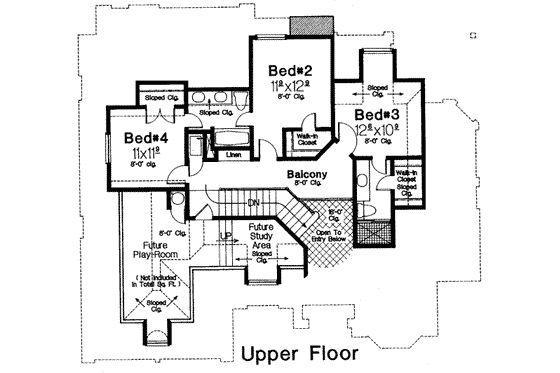 Floor Plan - Upper Floor for European House Plan #310-212 - 4 bed, 3.5 bath