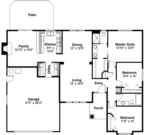 Architectural House Design - Ranch Floor Plan - Main Floor Plan #124-294