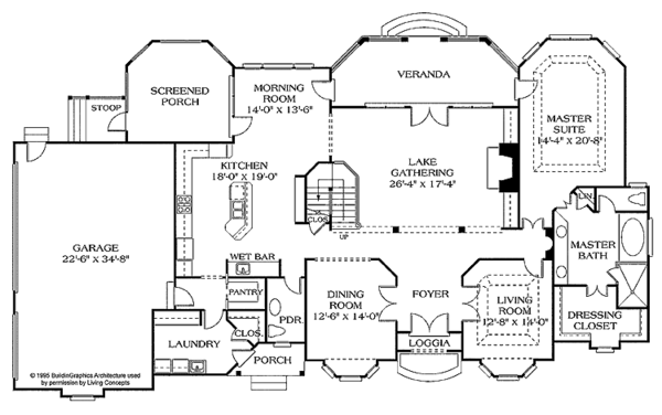 Architectural House Design - Country Floor Plan - Main Floor Plan #453-182