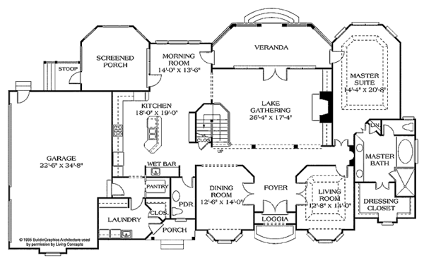 Dream House Plan - Country Floor Plan - Main Floor Plan #453-182