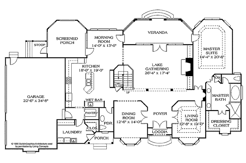 Home Plan - Floor Plan - Main Floor for Country House Plan #453-182 - 4 bed, 3.5 bath