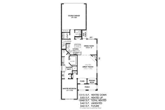 Floor Plan - Main Floor for European House Plan #424-70 - 3 bed, 2.5 bath