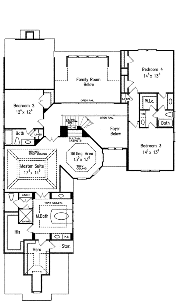 Dream House Plan - Tudor Floor Plan - Upper Floor Plan #927-423