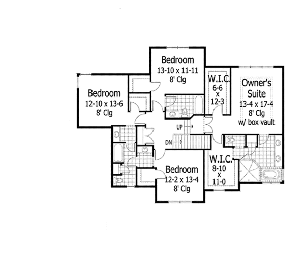 Architectural House Design - Traditional Floor Plan - Upper Floor Plan #51-1064