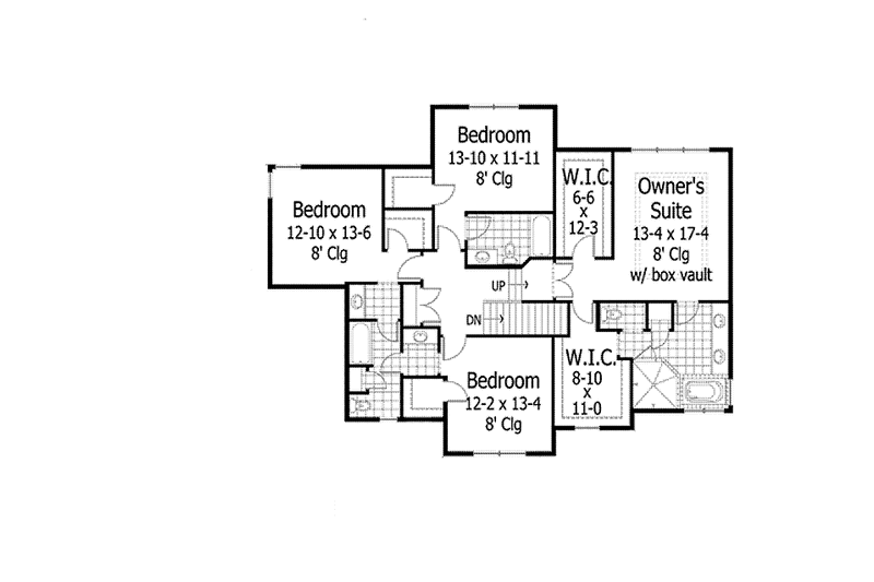 Home Plan - Floor Plan - Upper Floor for Traditional House Plan #51-1064 - 4 bed, 3.5 bath
