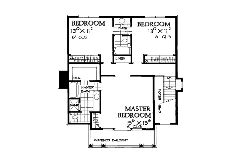 Home Plan - Floor Plan - Upper Floor for Country House Plan #72-946 - 3 bed, 2.5 bath