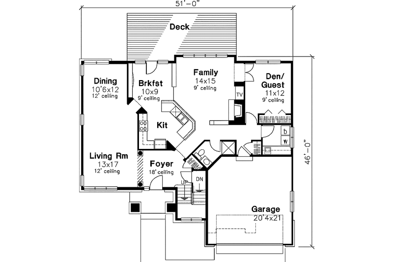Dream House Plan - Floor Plan - Main Floor for Traditional House Plan #320-651 - 4 bed, 4 bath
