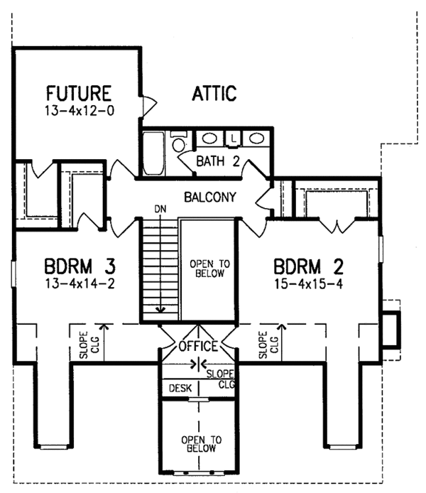 House Design - Classical Floor Plan - Upper Floor Plan #952-225