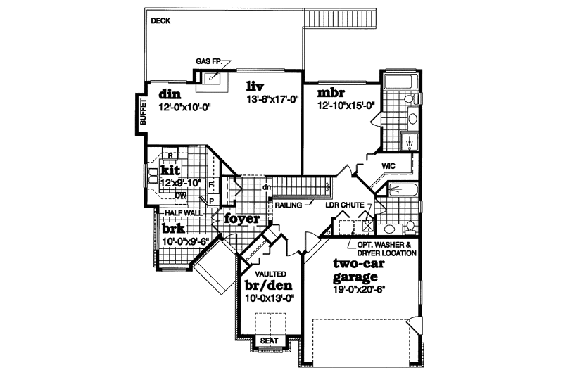 Home Plan - Floor Plan - Main Floor for Country House Plan #47-1036 - 2 bed, 2 bath
