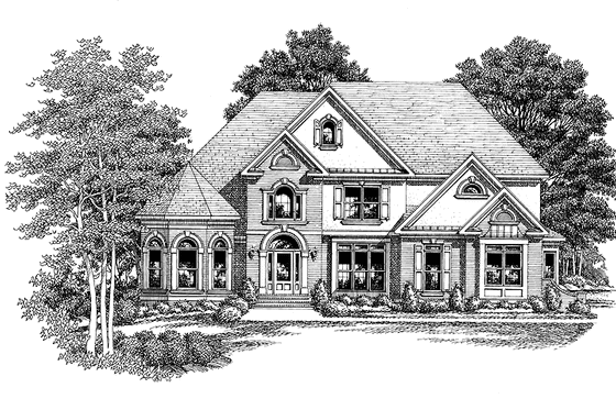 Exterior - Front Elevation 3 for Mediterranean House Plan #927-98 - 4 bed, 3.5 bath