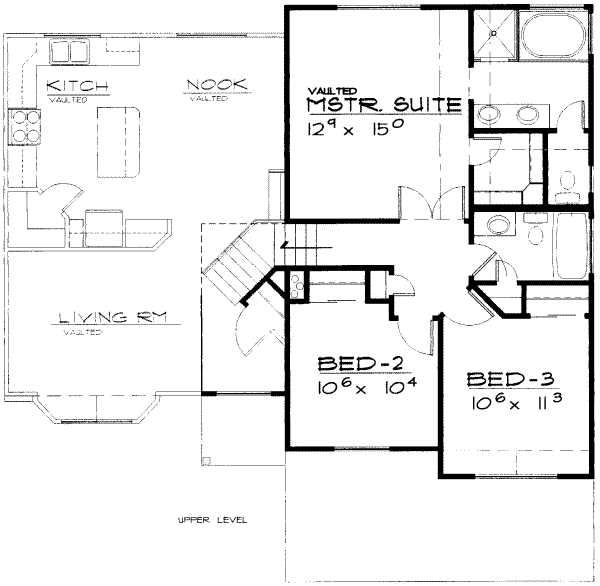 Traditional Floor Plan - Upper Floor Plan #308-241
