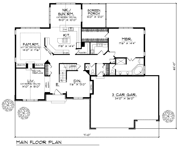 Dream House Plan - Traditional Floor Plan - Main Floor Plan #70-490