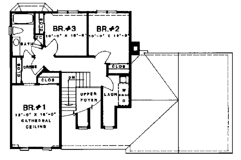 Architectural House Design - Floor Plan - Upper Floor for Country House Plan #1001-118 - 3 bed, 1.5 bath