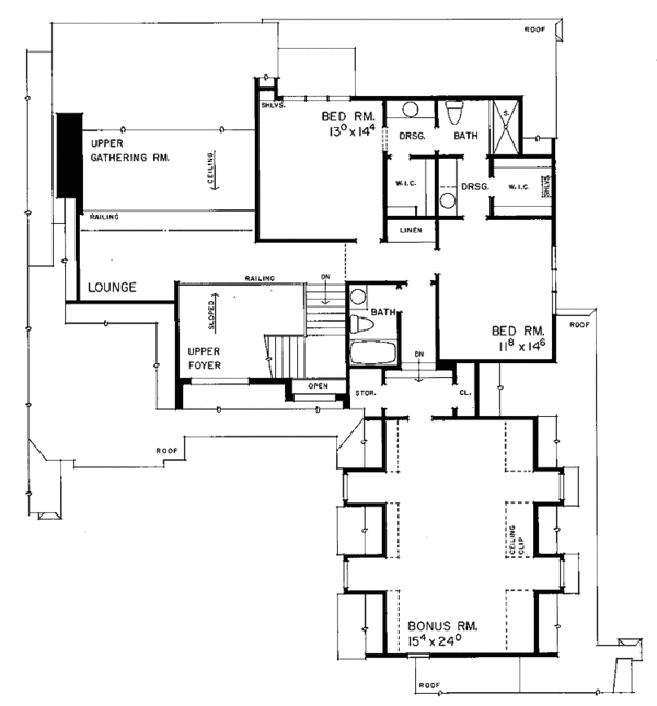 House Blueprint - Country Floor Plan - Upper Floor Plan #72-883