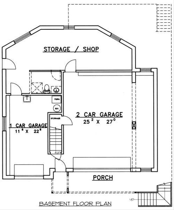 Architectural House Design - Traditional Floor Plan - Lower Floor Plan #117-163