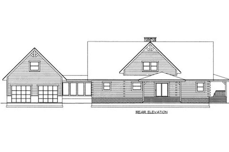 Home Plan - Exterior - Rear Elevation for Log House Plan #117-591 - 3 bed, 2 bath