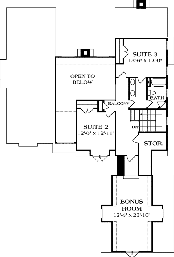 House Blueprint - Country Floor Plan - Upper Floor Plan #453-104