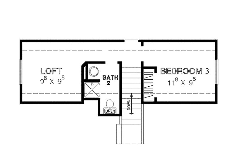 House Blueprint - Floor Plan - Upper Floor for Craftsman House Plan #472-312 - 3 bed, 2 bath