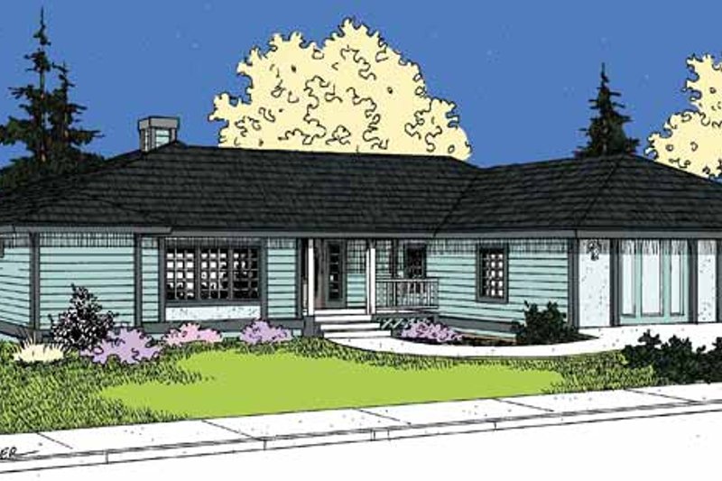 Architectural House Design - Prairie Exterior - Front Elevation Plan #60-1012