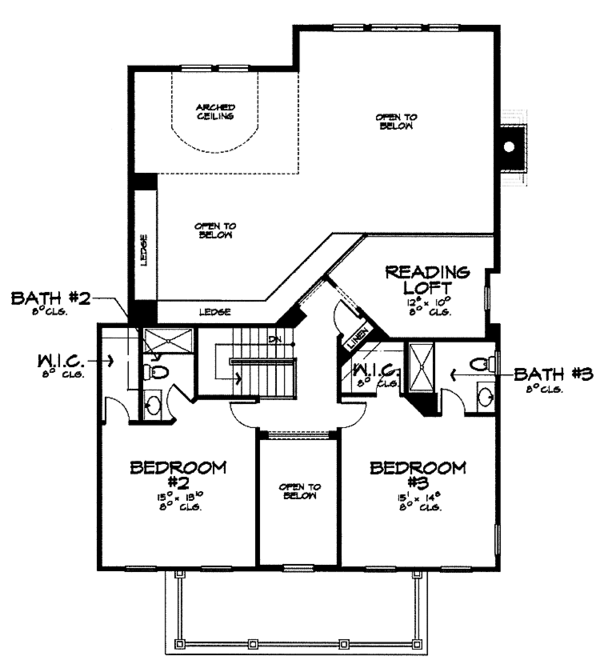 House Design - Classical Floor Plan - Upper Floor Plan #1032-1