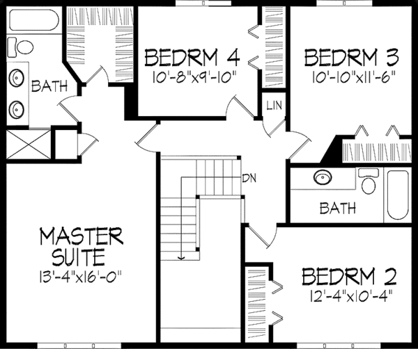 Architectural House Design - Tudor Floor Plan - Upper Floor Plan #51-878