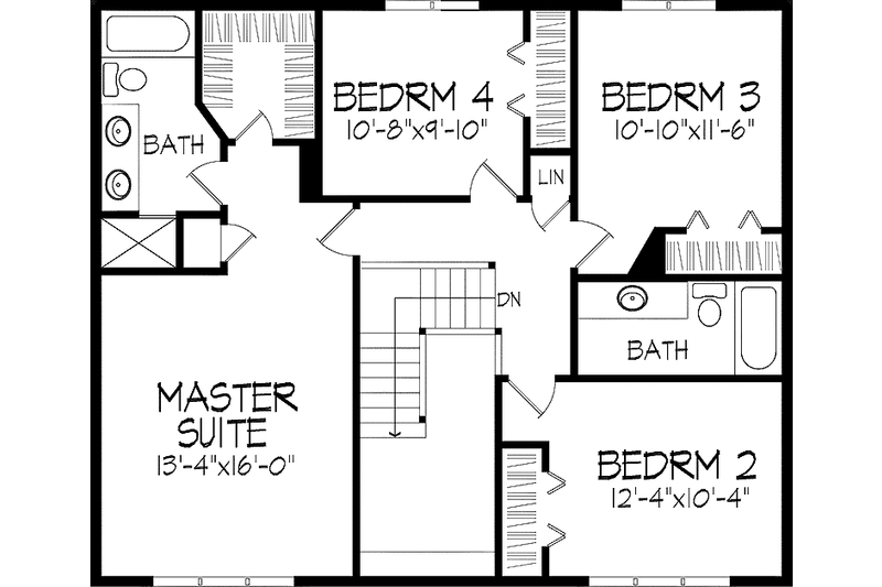 Architectural House Design - Floor Plan - Upper Floor for Tudor House Plan #51-878 - 4 bed, 2.5 bath