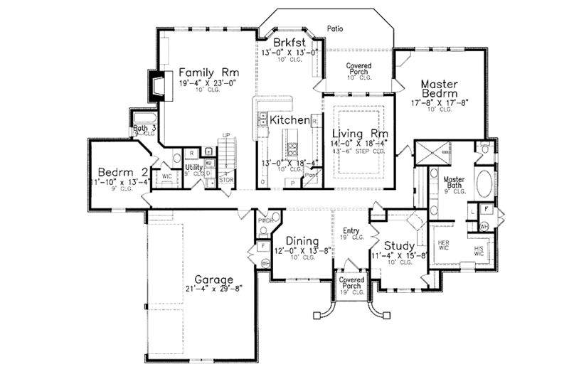 Architectural House Design - Floor Plan - Main Floor for Traditional House Plan #52-273 - 4 bed, 3.5 bath