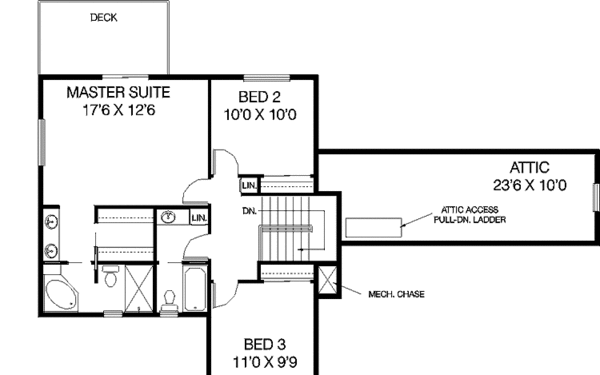 Home Plan - Country Floor Plan - Upper Floor Plan #60-665