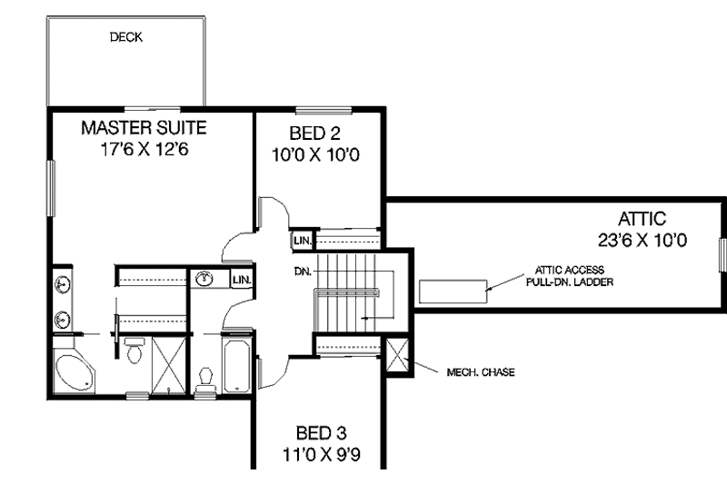Home Plan - Floor Plan - Upper Floor for Country House Plan #60-665 - 3 bed, 2.5 bath