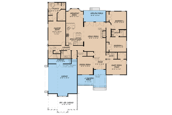 Floor Plan - Main Floor for Traditional House Plan #923-77 - 4 bed, 3 bath
