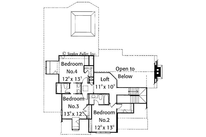 Home Plan - Floor Plan - Upper Floor for Tudor House Plan #429-364 - 4 bed, 3.5 bath