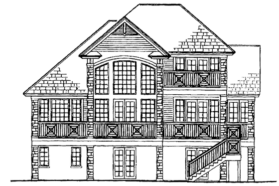 Exterior - Rear Elevation for Traditional House Plan #930-117 - 3 bed, 2 bath