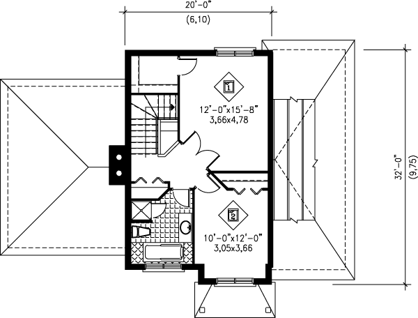 European Floor Plan - Upper Floor Plan #25-267