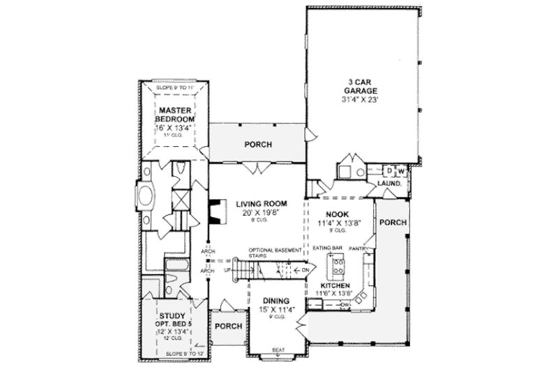 Home Plan - Floor Plan - Main Floor for Country House Plan #20-356 - 4 bed, 4 bath