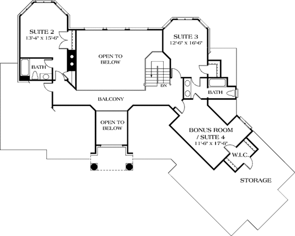 House Design - Colonial Floor Plan - Upper Floor Plan #453-563