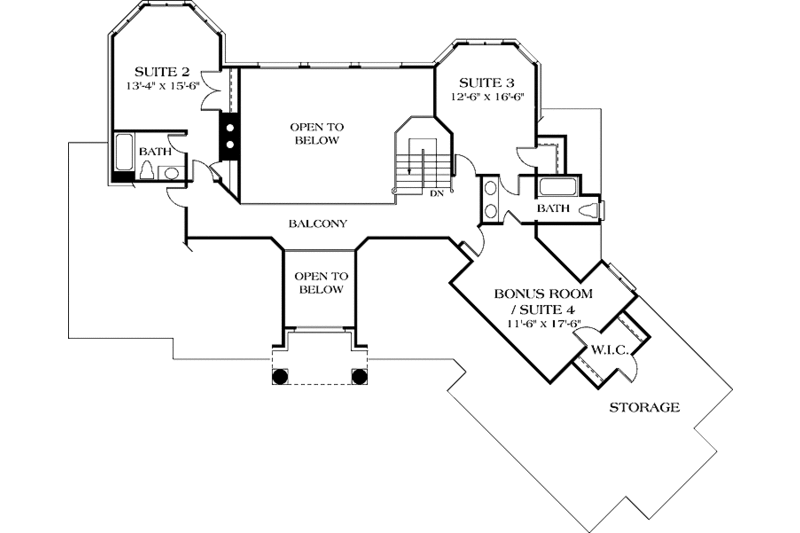 Home Plan - Floor Plan - Upper Floor for Colonial House Plan #453-563 - 4 bed, 3.5 bath
