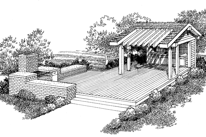 House Blueprint - Exterior - Rear Elevation 3 for Prairie House Plan #1048-1, 0 bath