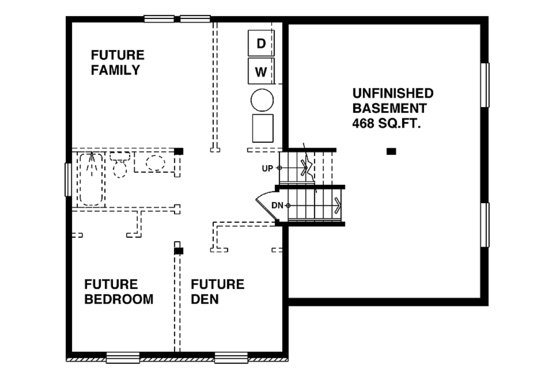 Floor Plan - Lower Floor for Craftsman House Plan #47-949 - 3 bed, 2 bath