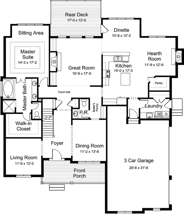 Architectural House Design - European Floor Plan - Main Floor Plan #994-25