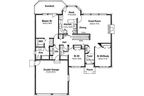 Floor Plan - Main Floor for Traditional House Plan #126-137 - 3 bed, 2 bath