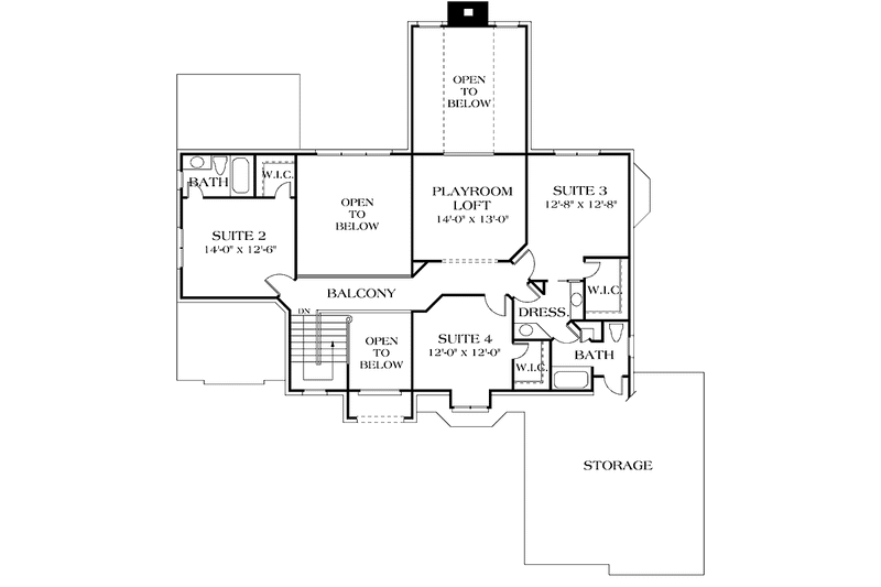 Dream House Plan - Floor Plan - Upper Floor for Traditional House Plan #453-163 - 4 bed, 3.5 bath