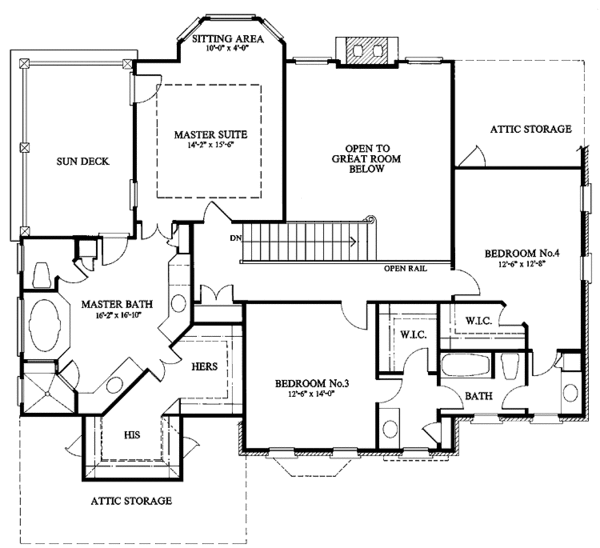 Home Plan - Colonial Floor Plan - Upper Floor Plan #429-69